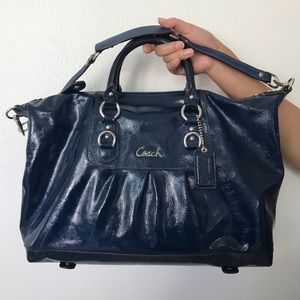 coach navy blue satchel